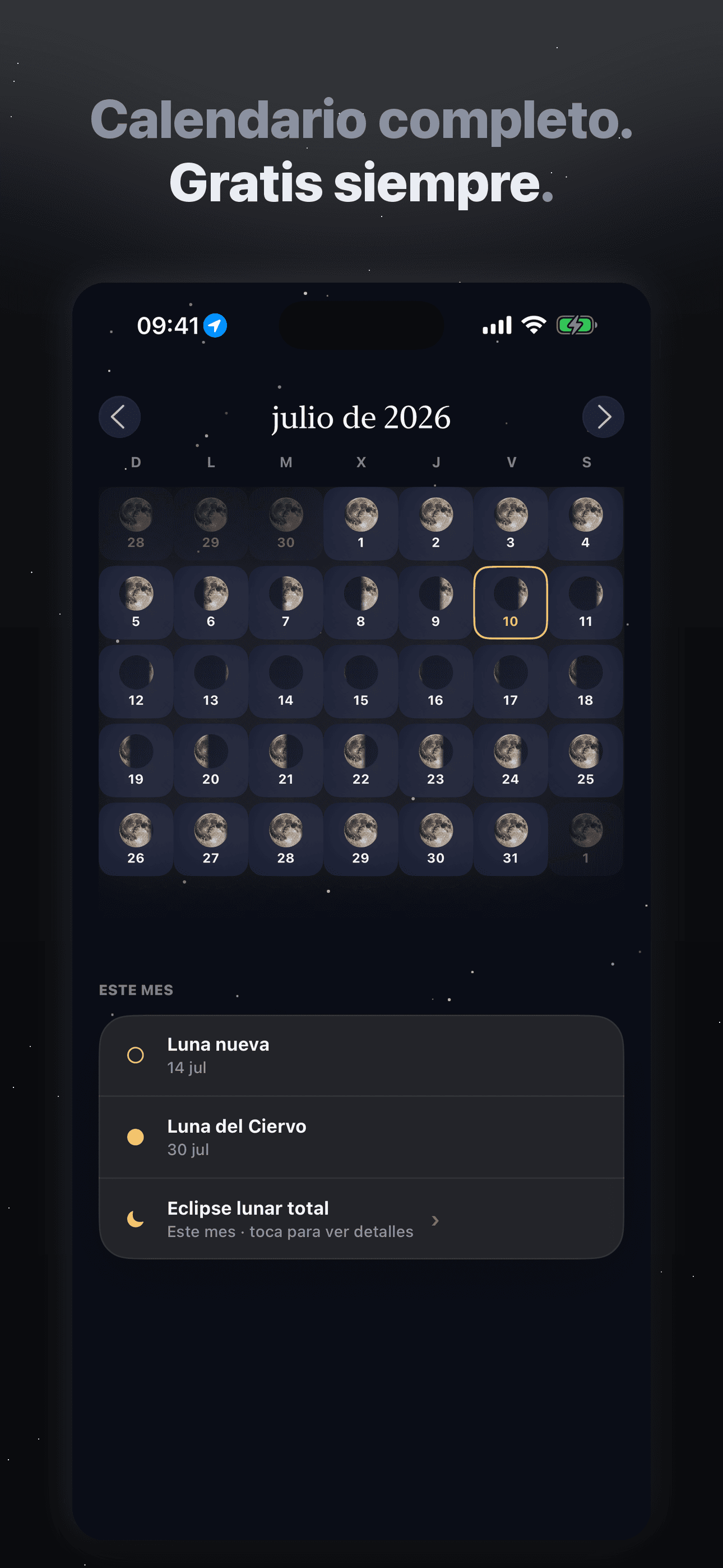Selene-Fases, Calendario Lunar — 3