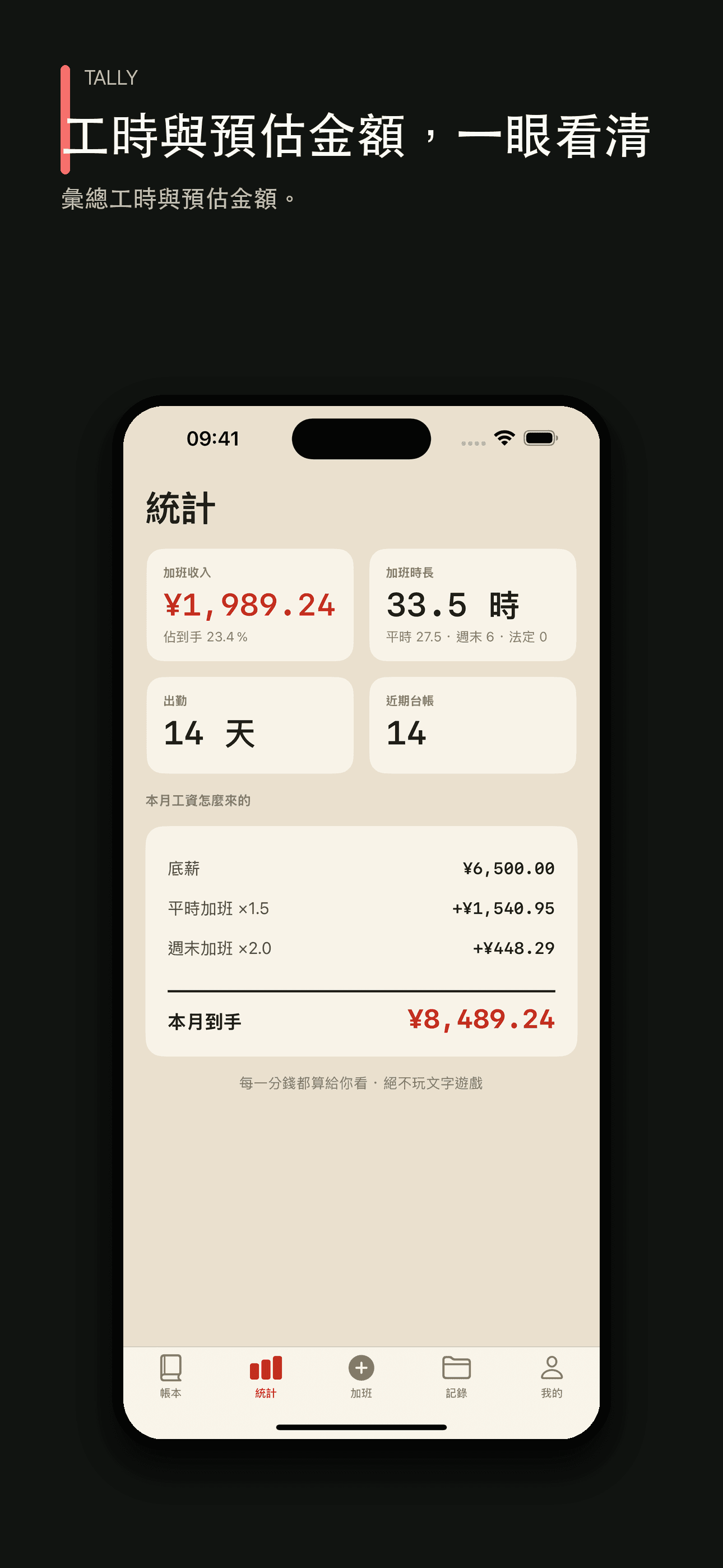 放心記加班:工時工資記錄與工資單核對 — 2